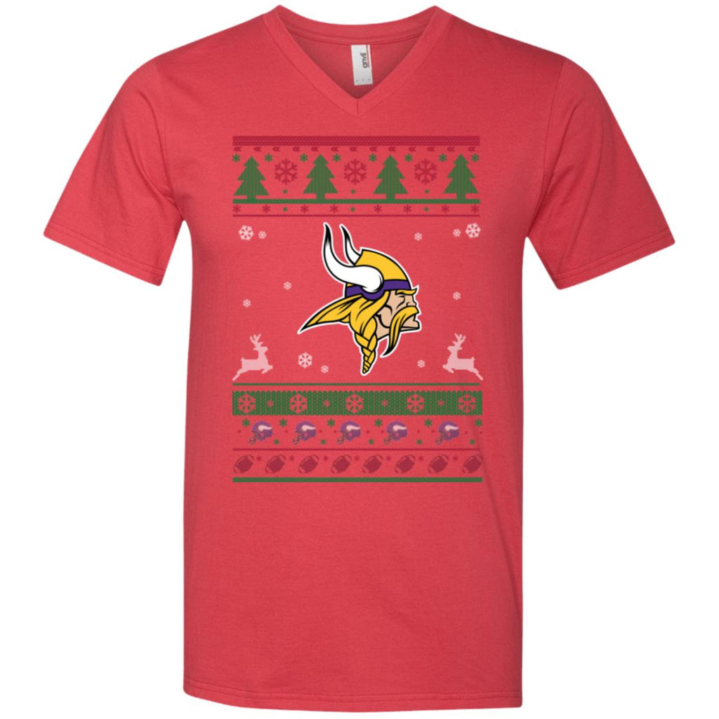 Minnesota Vikings Logo Football Teams Ugly Christmas Sweater Men V-Neck T-Shirt