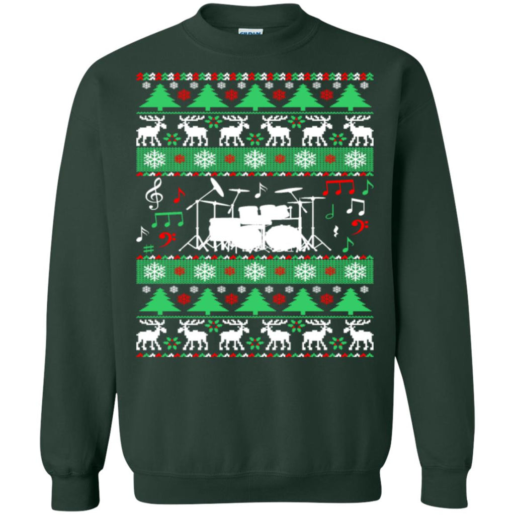 Drums Drummer Ugly Christmas Unisex Crewneck Pullover Sweatshirt