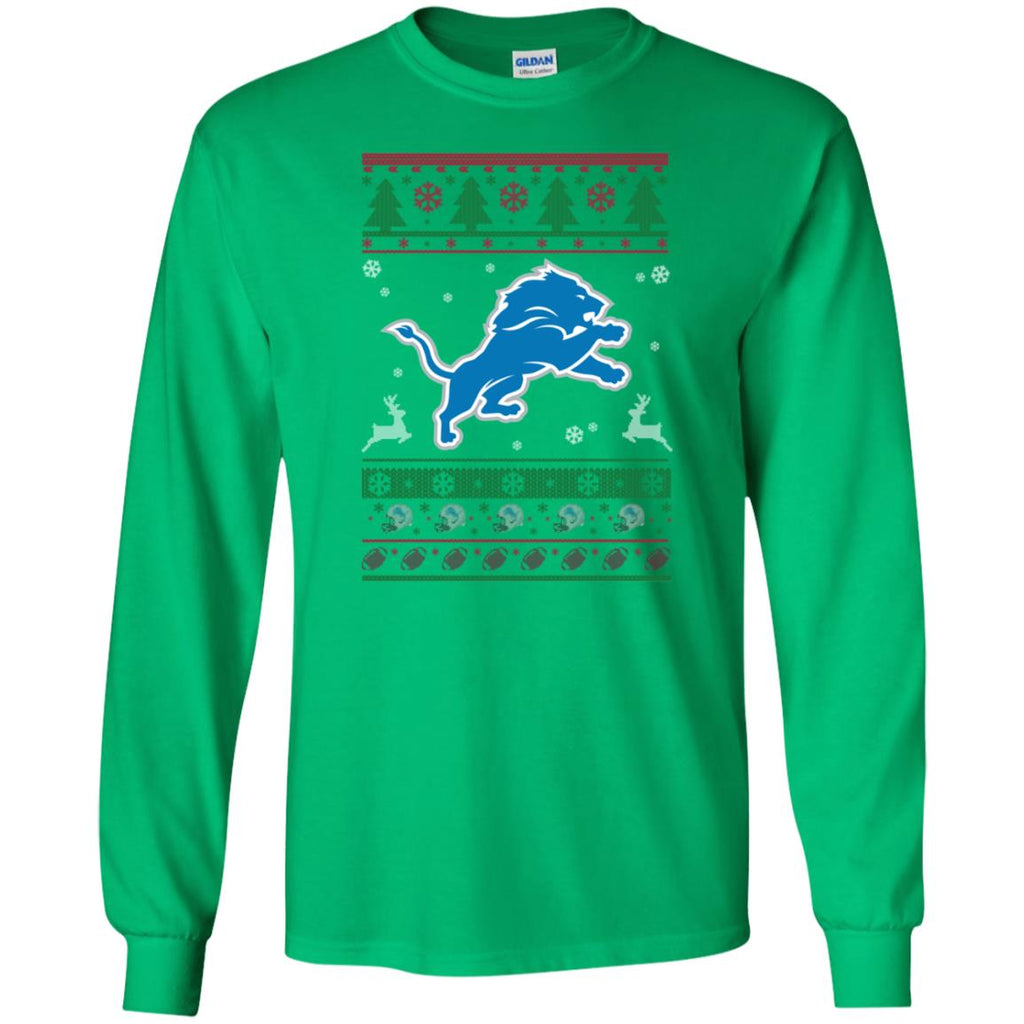 Detroit Lions Logo Football Teams Ugly Christmas Sweater Men Long SLeeve Shirt