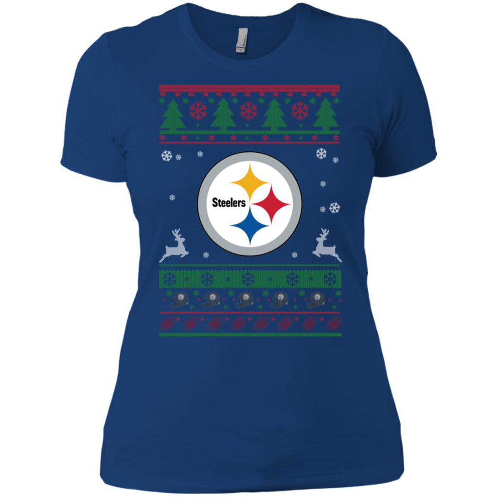 Pittsburgh Steelers Logo Football Teams Ugly Christmas Sweater Women T-Shirt