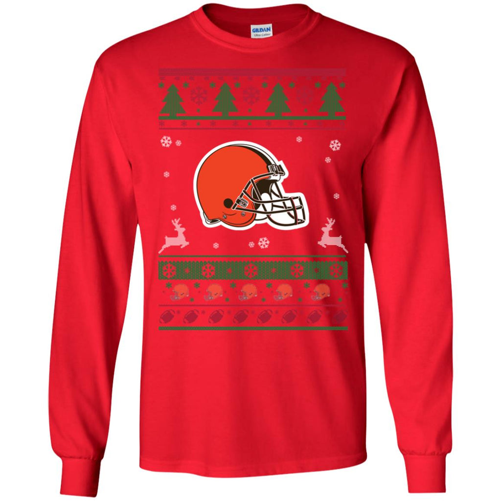 Cleveland Browns Logo Football Teams Ugly Christmas Sweater Men Long SLeeve Shirt