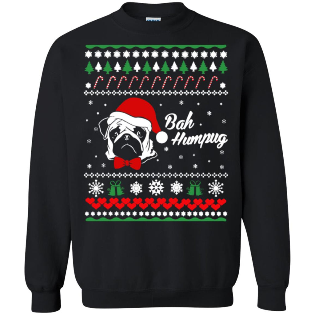 Bah Hum Pug Dog Christmas Unisex Crewneck Pullover Sweatshirt