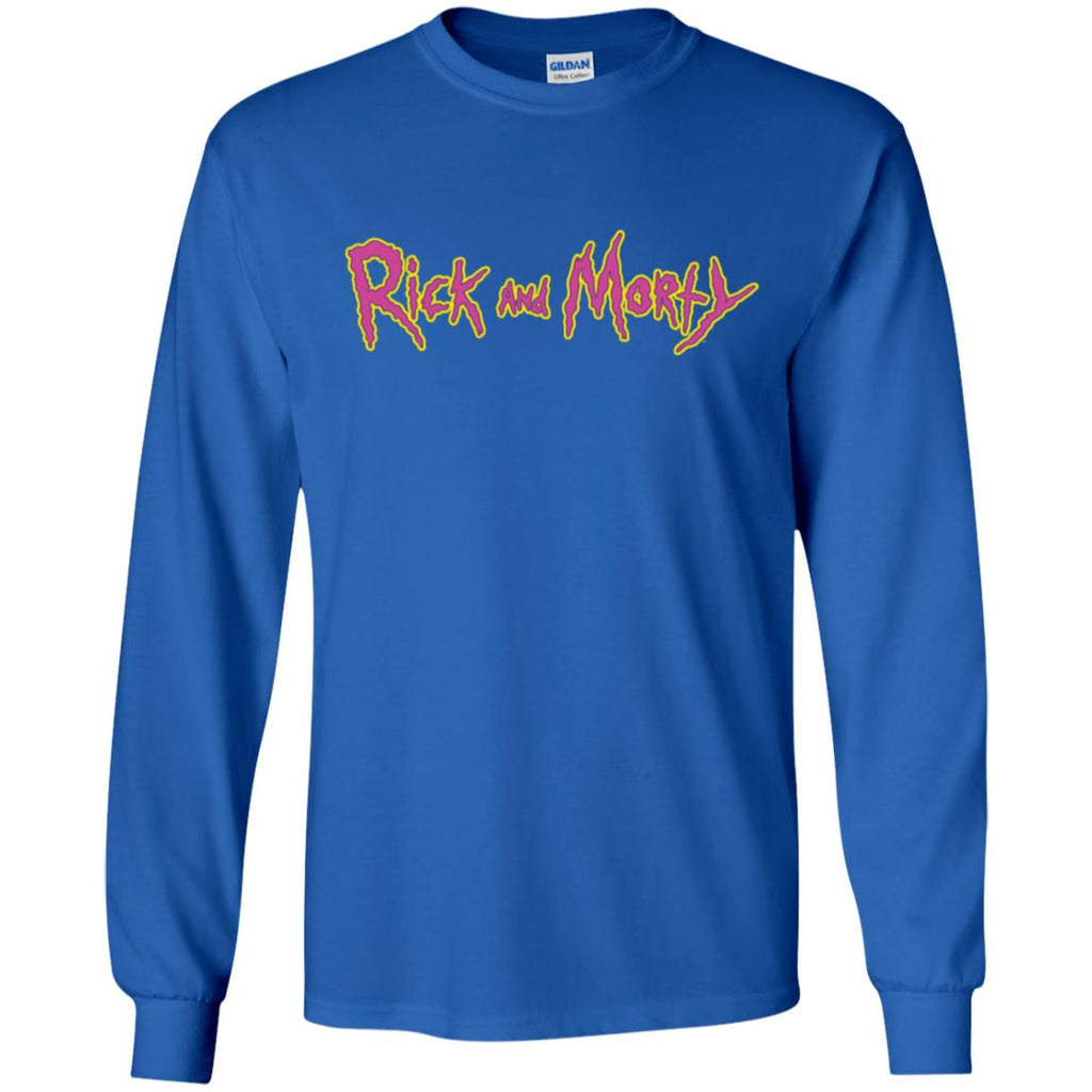Rick And Morty Title Typography Shirt Men Long SLeeve Shirt
