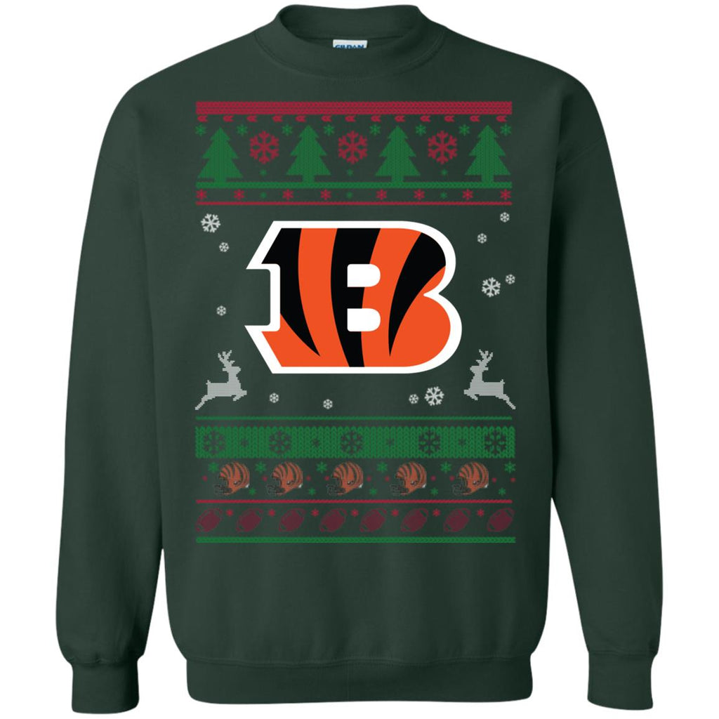 Cincinnati Bengals Logo Football Teams Ugly Christmas Sweater Unisex Crewneck Pullover Sweatshirt