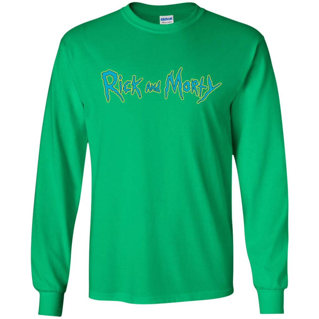 Rick And Morty Title Typography Men Long SLeeve Shirt