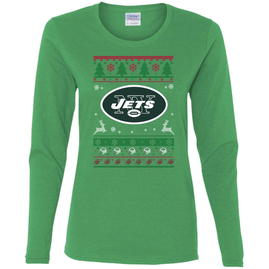 New York Jets Logo Football Teams Ugly Christmas Sweater Women Long Sleeve Shirt
