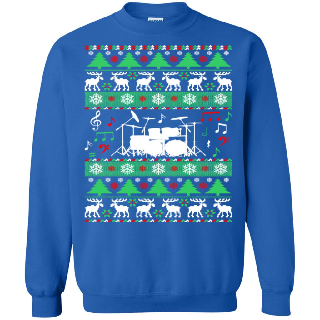 Drums Drummer Ugly Christmas Unisex Crewneck Pullover Sweatshirt