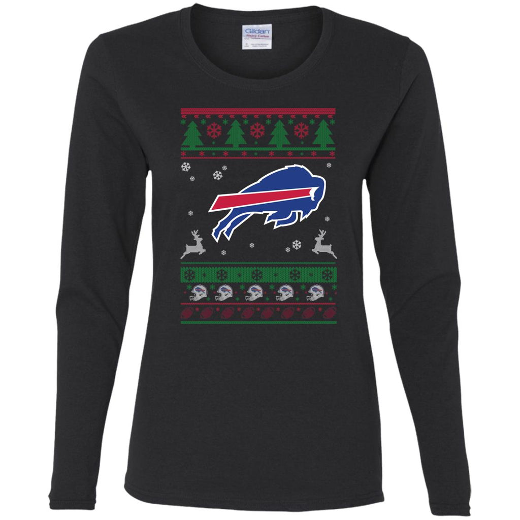 Buffalo Bills Logo Football Teams Ugly Christmas Sweater Women Long Sleeve Shirt