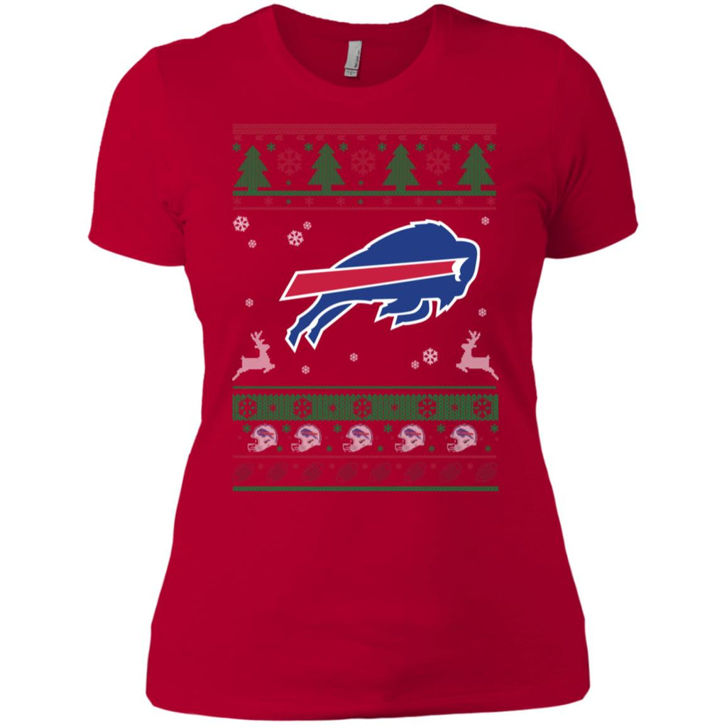 Buffalo Bills Logo Football Teams Ugly Christmas Sweater Women T-Shirt