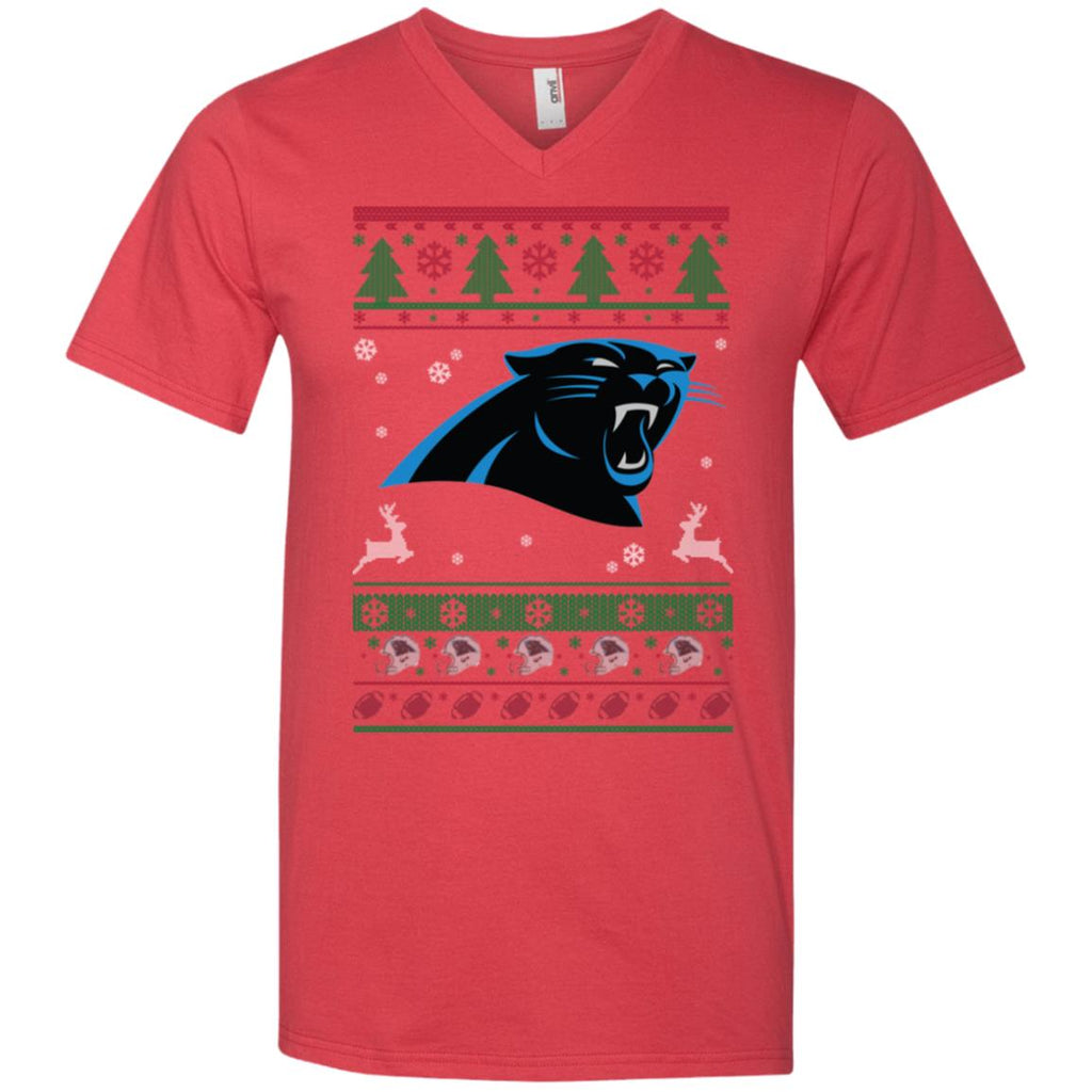 Carolina Panthers Logo Football Teams Ugly Christmas Sweater Men V-Neck T-Shirt