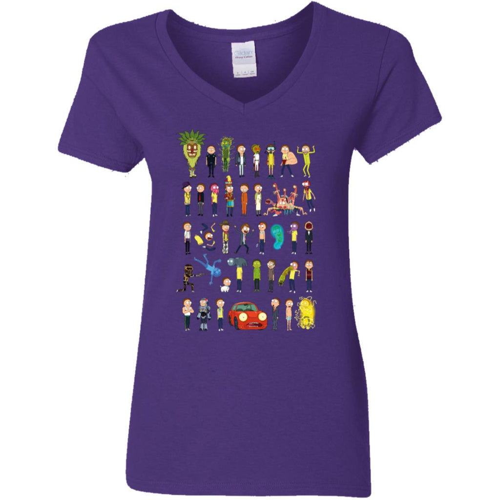 Ricky And Morty The Many Morty's Women V-Neck T-Shirt