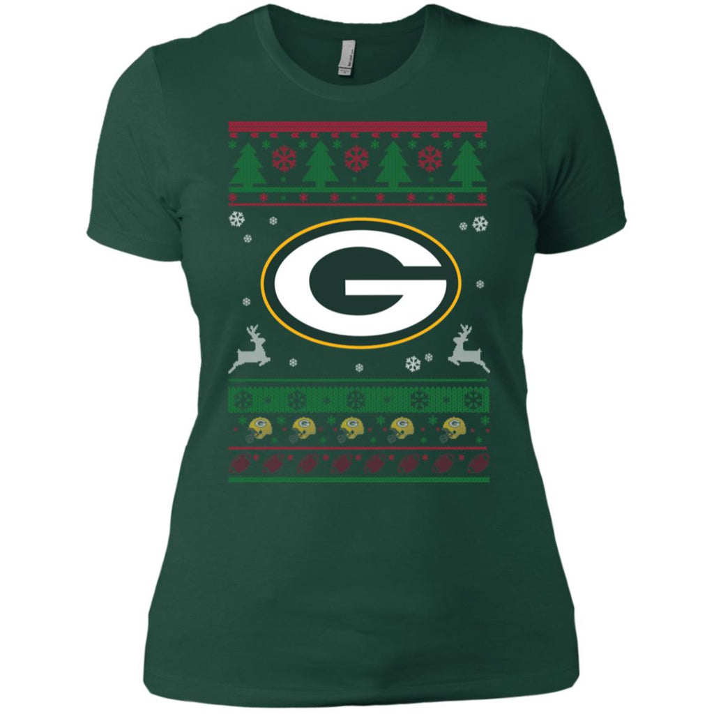 Green Bay Packers Logo Football Teams Ugly Christmas Sweater Women T-Shirt