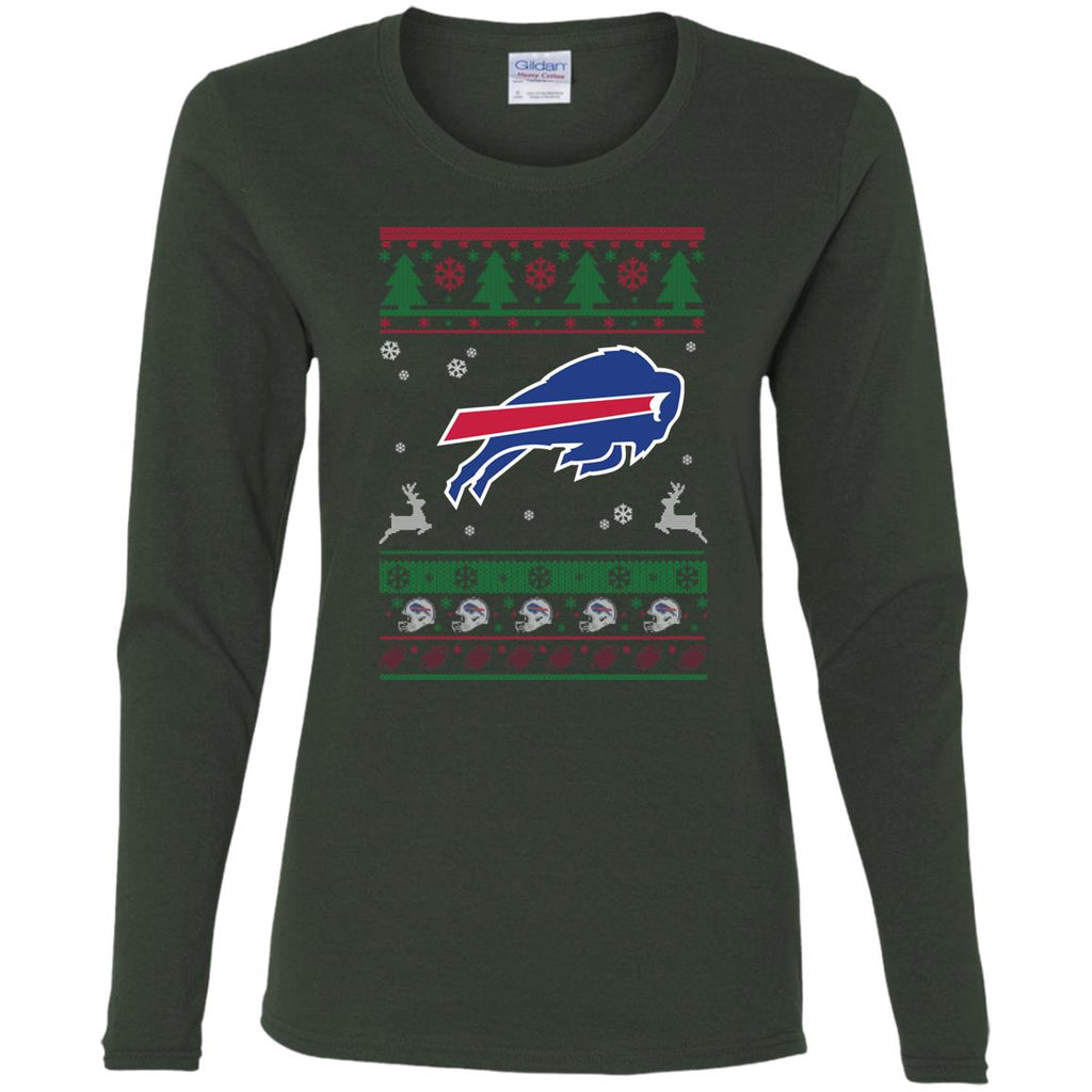 Buffalo Bills Logo Football Teams Ugly Christmas Sweater Women Long Sleeve Shirt
