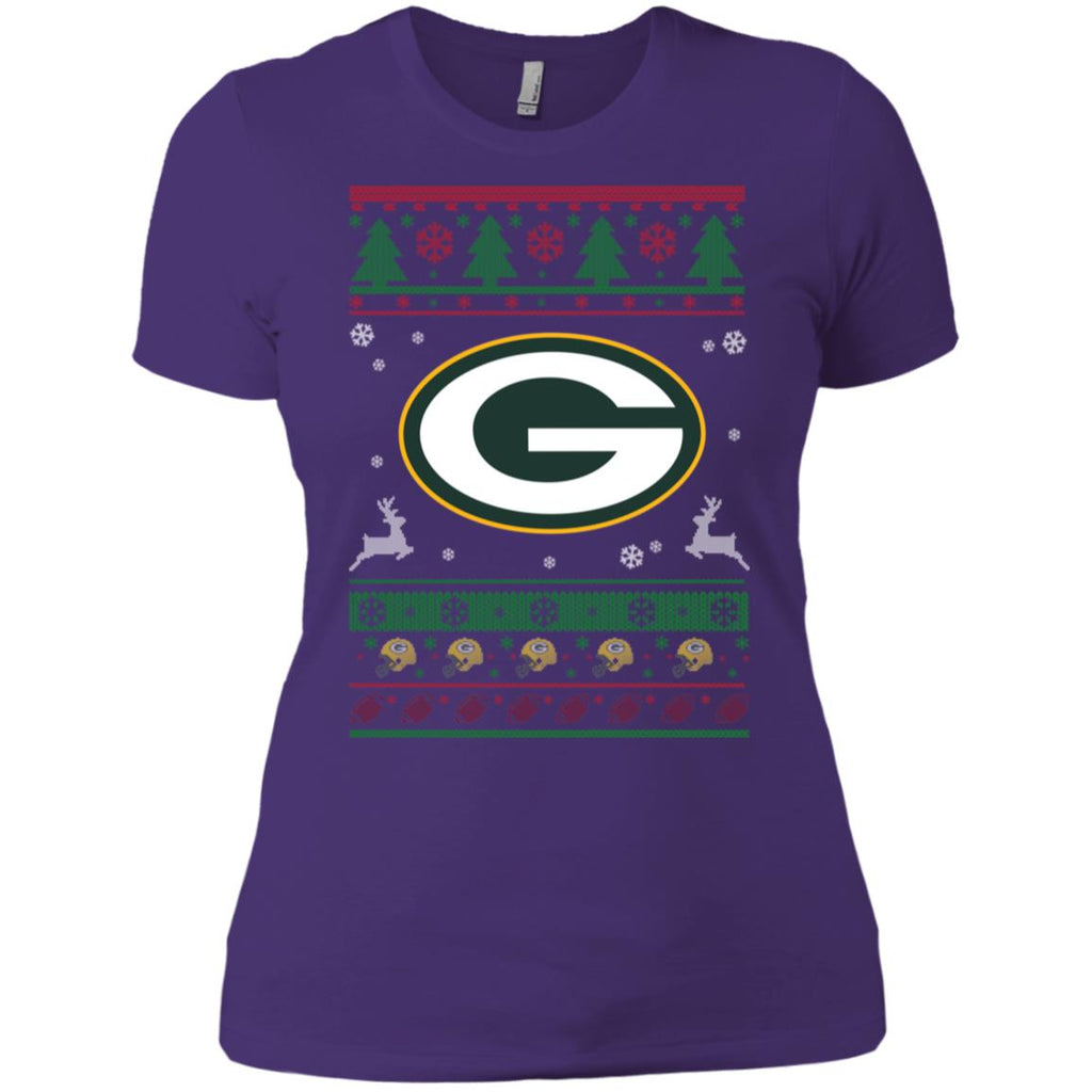 Green Bay Packers Logo Football Teams Ugly Christmas Sweater Women T-Shirt