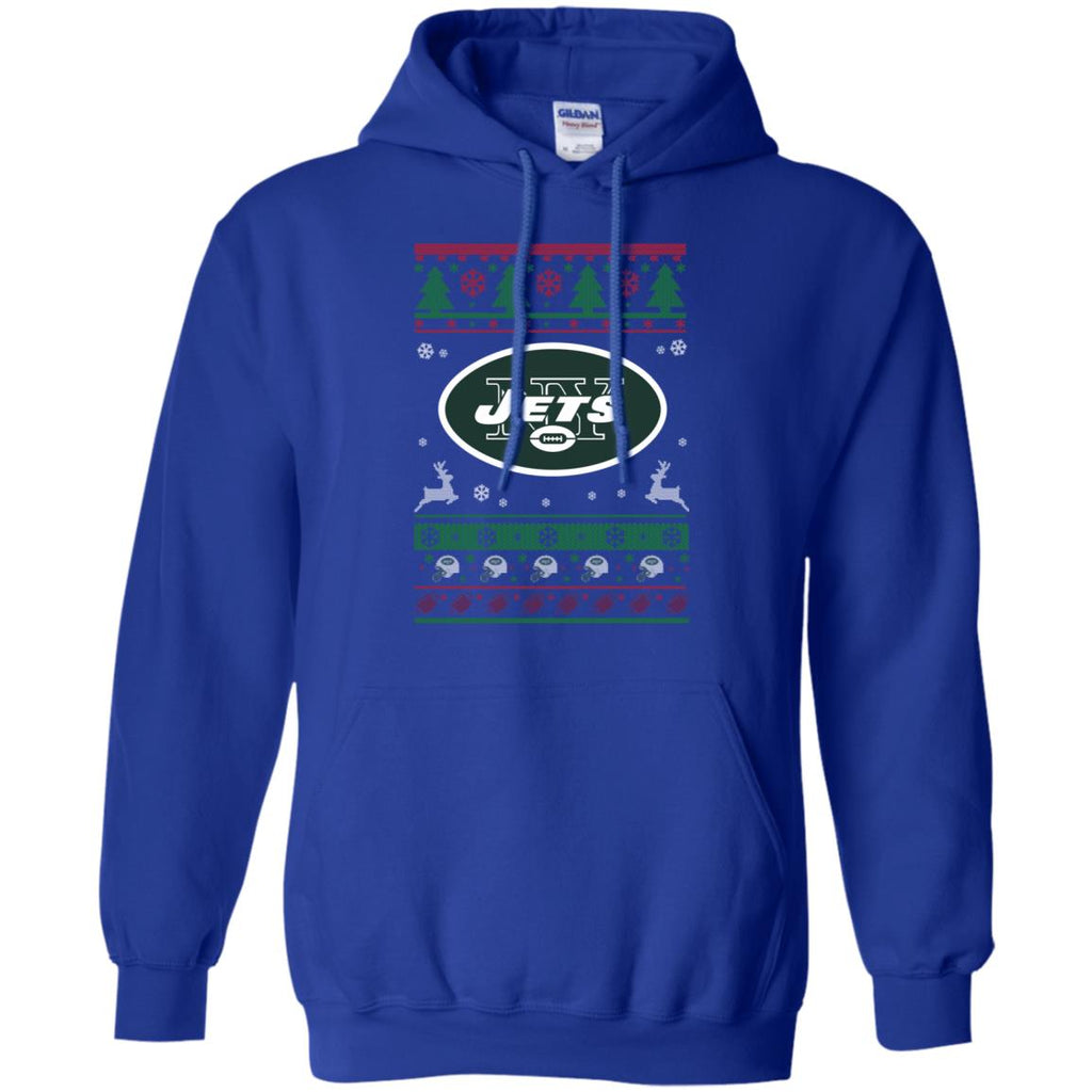New York Jets Logo Football Teams Ugly Christmas Sweater Men Pullover Hoodie