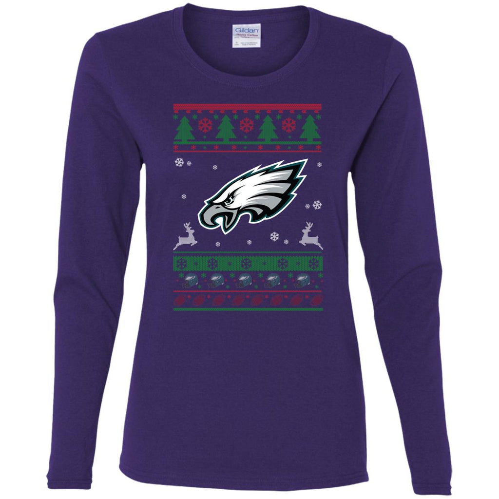 Philadelphia Eagles Logo Football Teams Ugly Christmas Sweater Women Long Sleeve Shirt