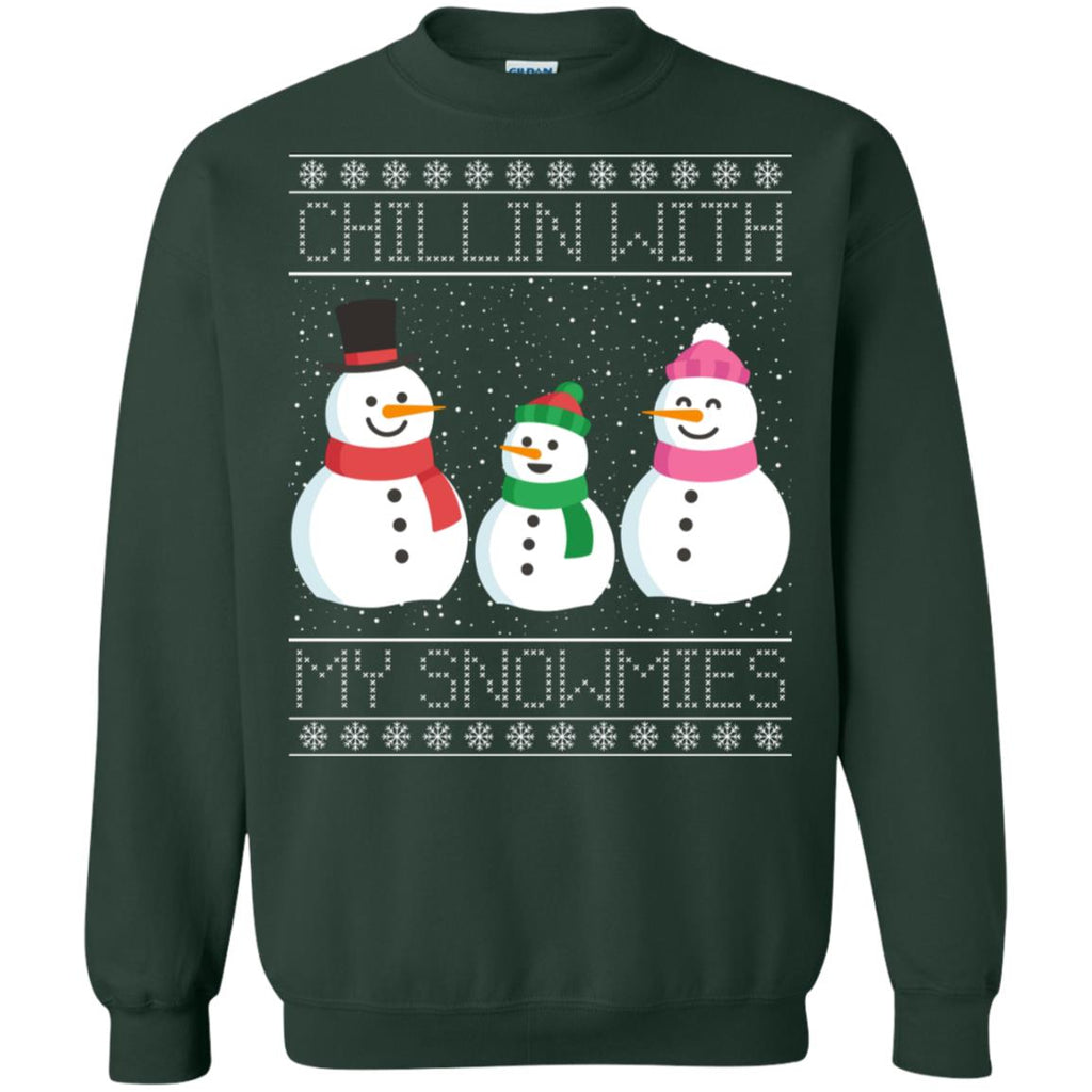 Chillin With My Snowmies Snowman Christmas Unisex Crewneck Pullover Sweatshirt