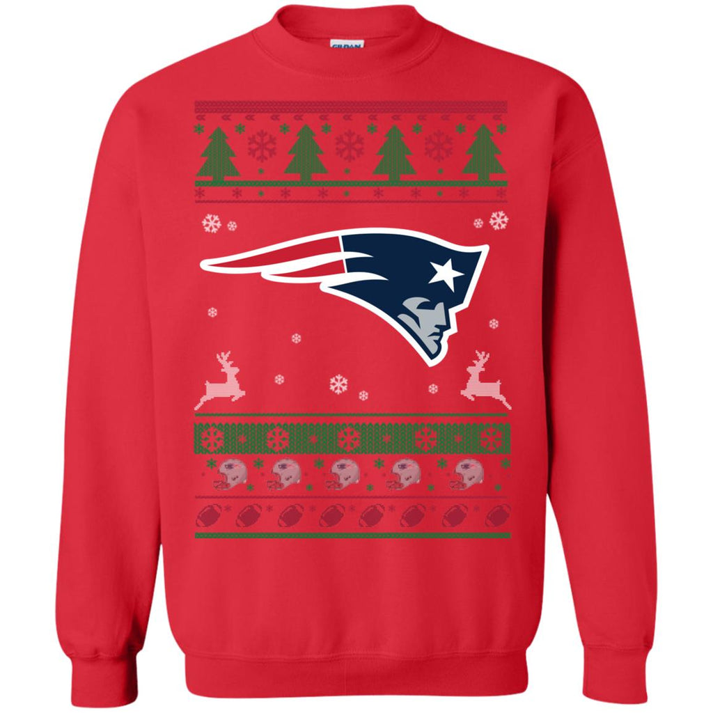 New England Patriots Logo Football Teams Ugly Christmas Sweater Unisex Crewneck Pullover Sweatshirt