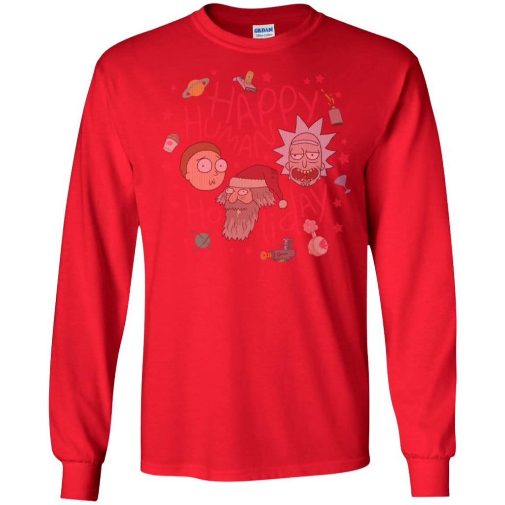 Rick And Morty Happy Human Holiday Jumper Men Long SLeeve Shirt