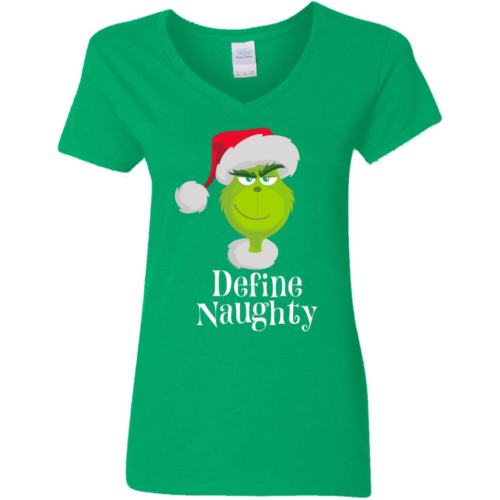 Dr. Seuss The Grinch Naughty Grinch Christmas Women V-Neck T-Shirt