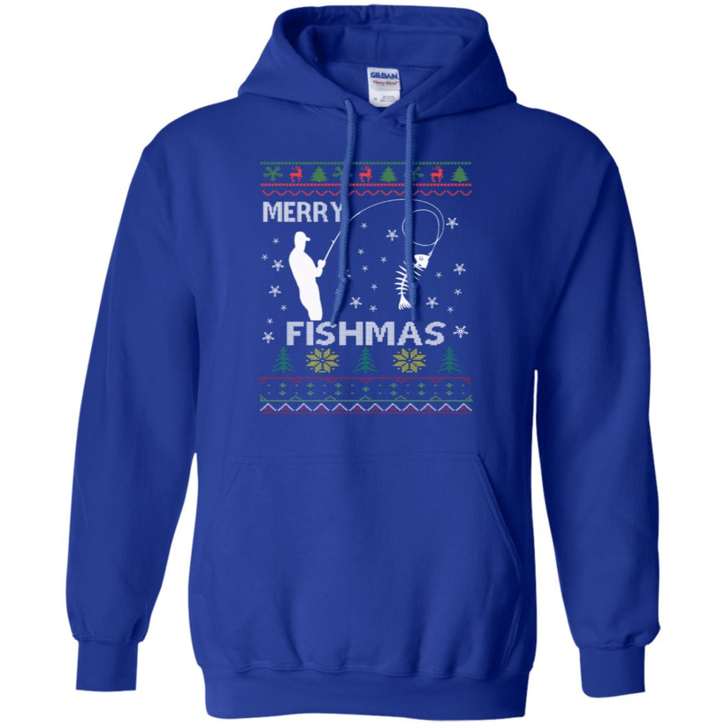 Merry Fishmas Ugly Christmas Men Pullover Hoodie