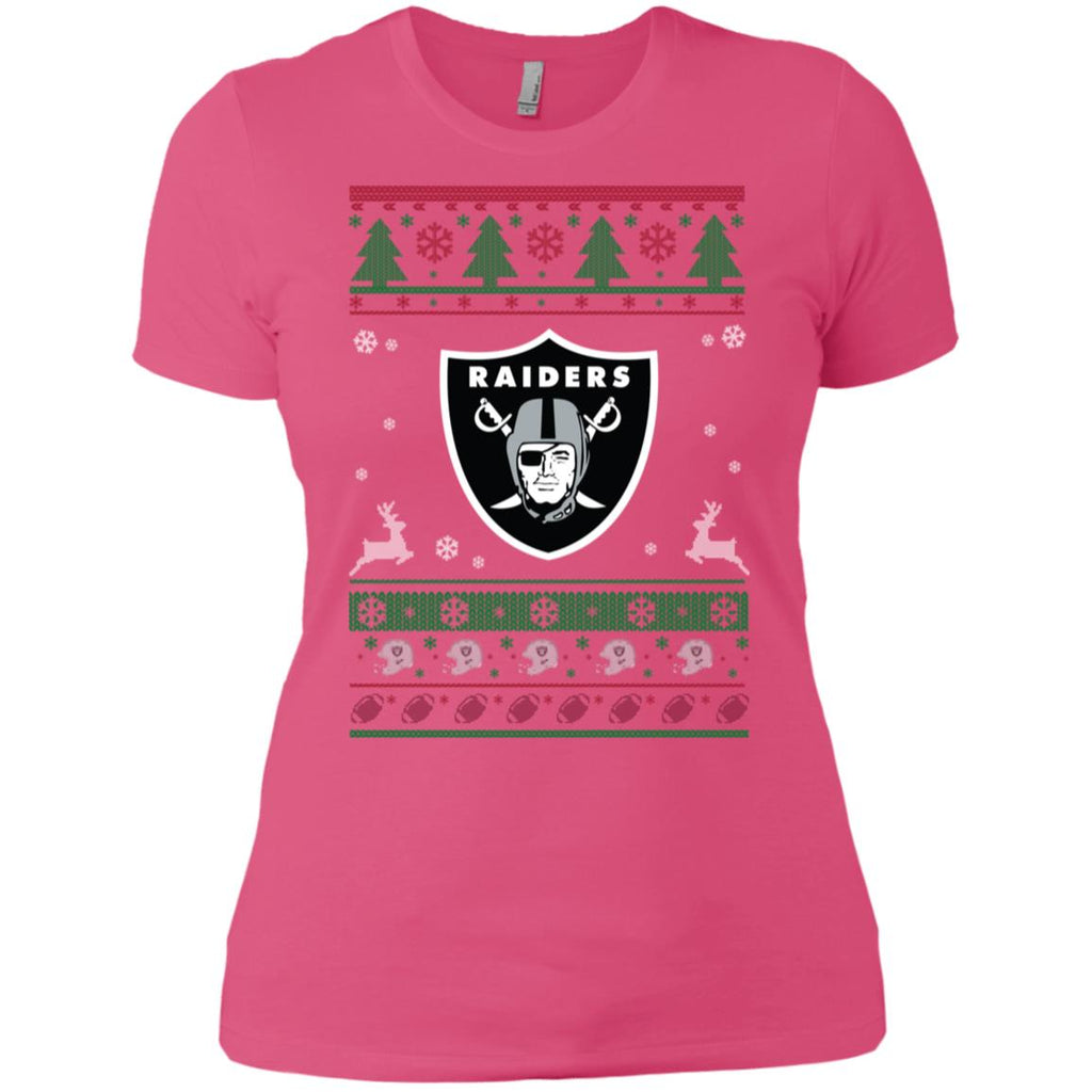 Oakland Raiders Logo Football Teams Ugly Christmas Sweater Women T-Shirt
