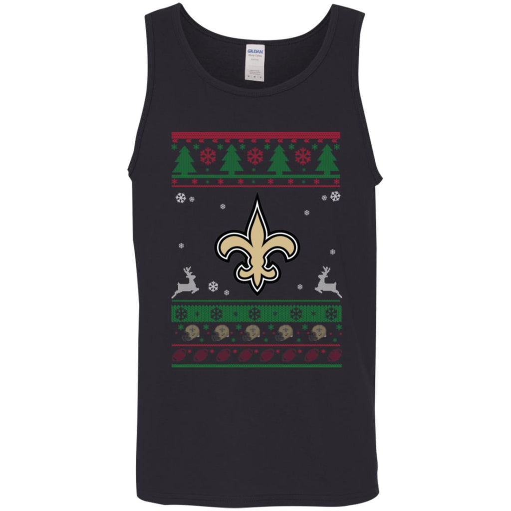 New Orleans Saints Logo Football Teams Ugly Christmas Sweater Men Tank Top