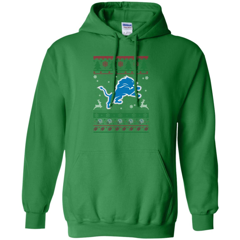 Detroit Lions Logo Football Teams Ugly Christmas Sweater Men Pullover Hoodie