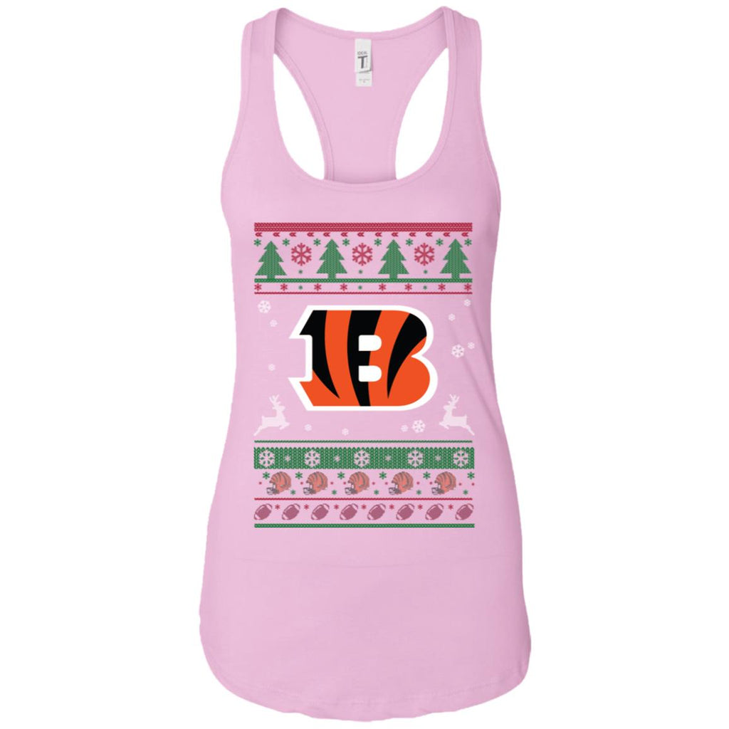 Cincinnati Bengals Logo Football Teams Ugly Christmas Sweater Women Tank