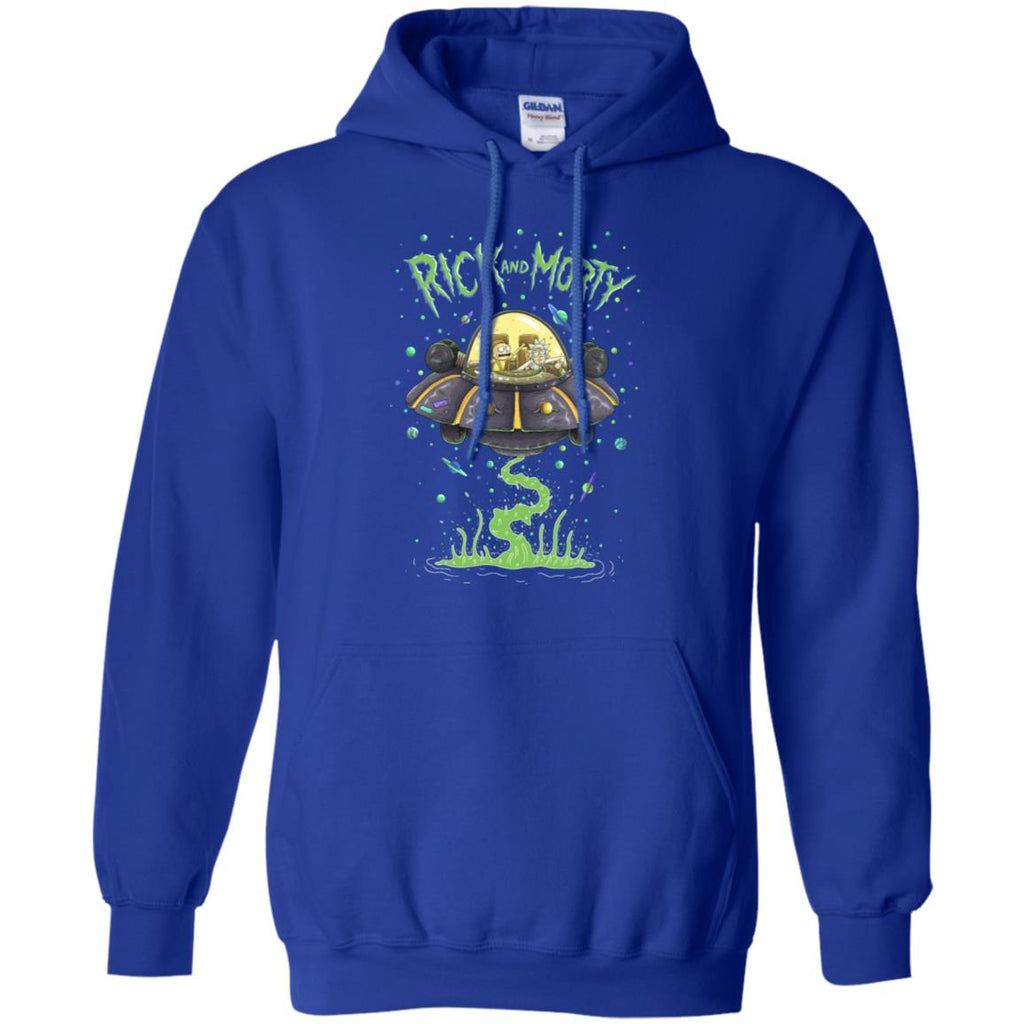 Rick And Morty Spaceship Illustration Men Pullover Hoodie