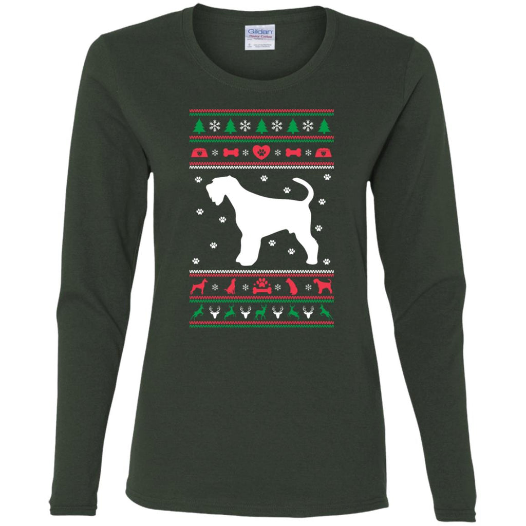 Christmas Airedale Dog Women Long Sleeve Shirt