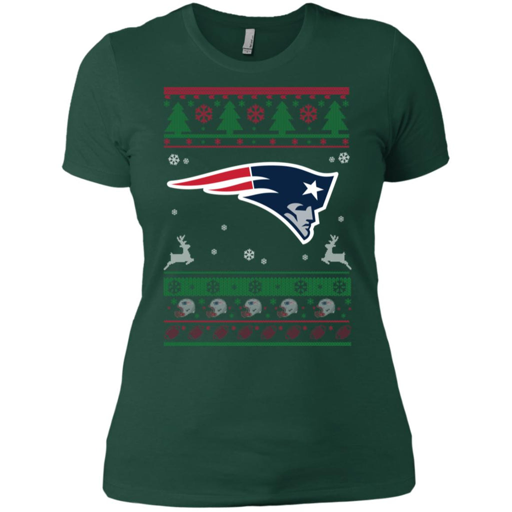 New England Patriots Logo Football Teams Ugly Christmas Sweater Women T-Shirt
