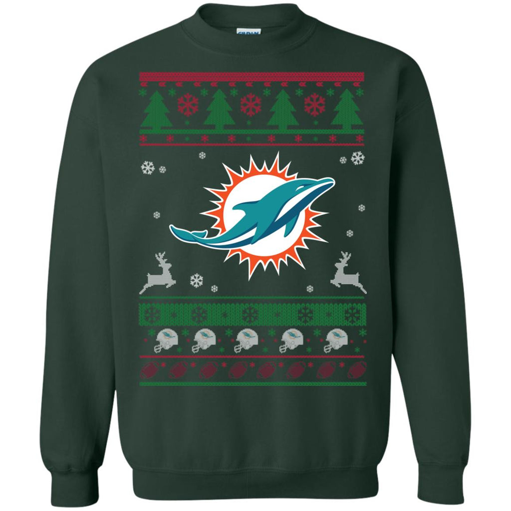 Miami Dolphins Logo Football Teams Ugly Christmas Sweater Unisex Crewneck Pullover Sweatshirt