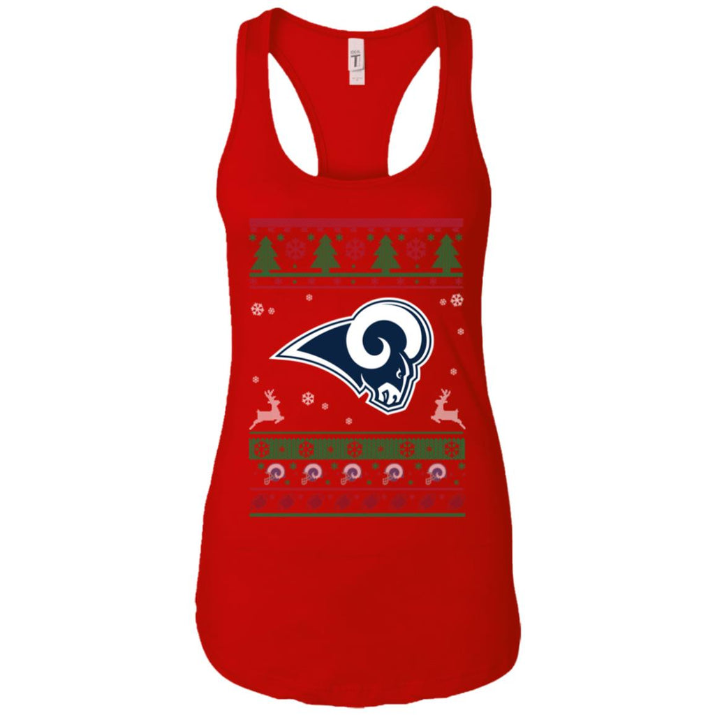 Los Angeles Rams Logo Football Teams Ugly Christmas Sweater Women Tank