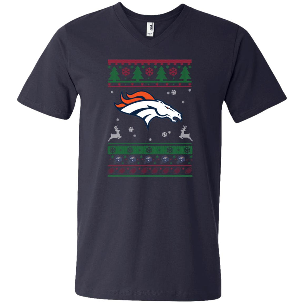 Denver Broncos Logo Football Teams Ugly Christmas Sweater Men V-Neck T-Shirt