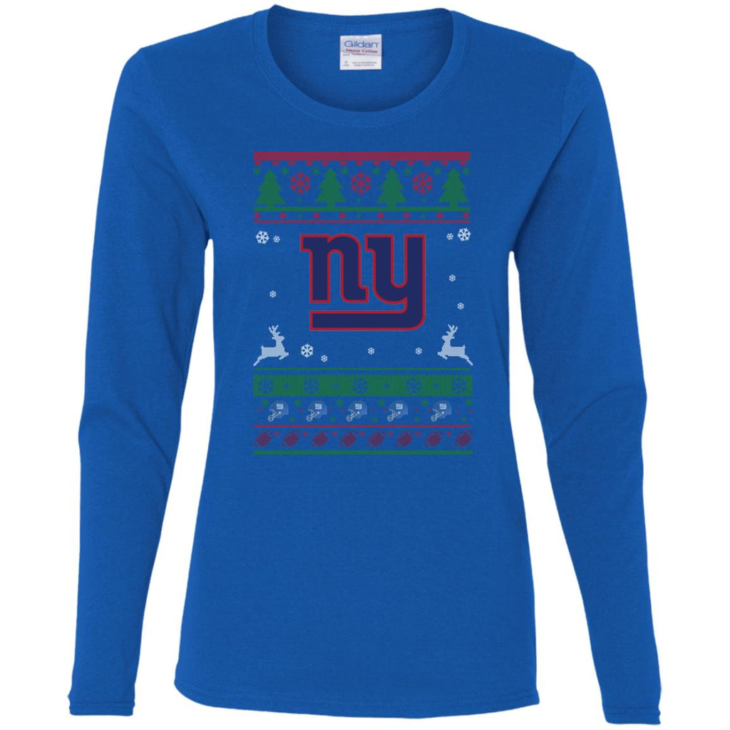 New York Giants Logo Football Teams Ugly Christmas Sweater Women Long Sleeve Shirt