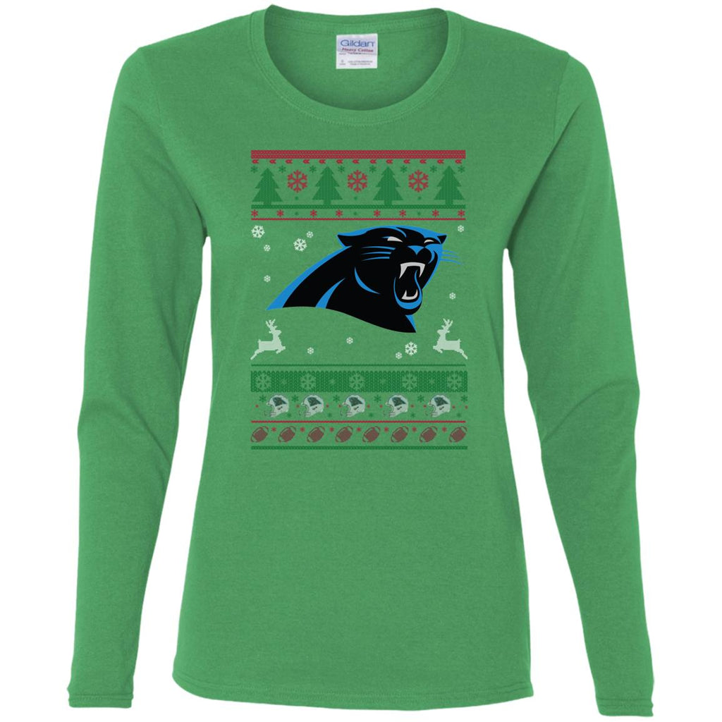 Carolina Panthers Logo Football Teams Ugly Christmas Sweater Women Long Sleeve Shirt