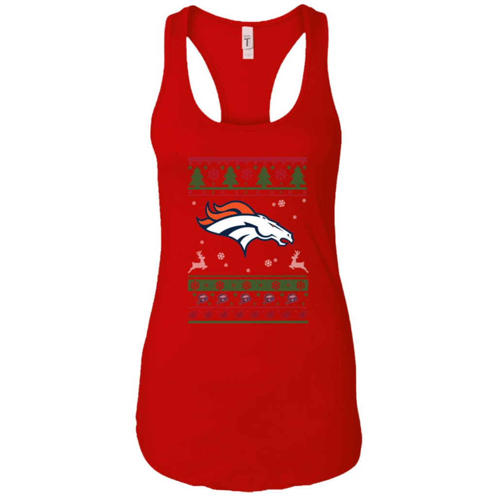 Denver Broncos Logo Football Teams Ugly Christmas Sweater Women Tank