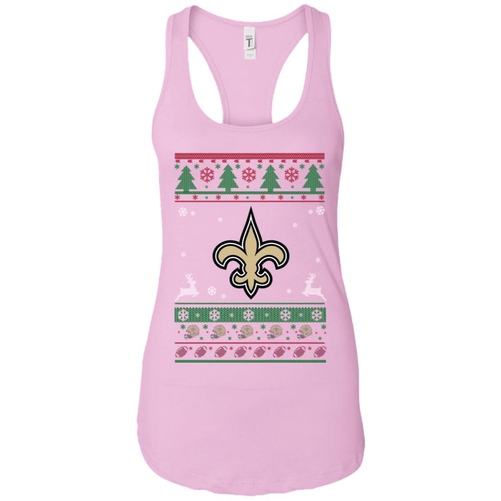 New Orleans Saints Logo Football Teams Ugly Christmas Sweater Women Tank