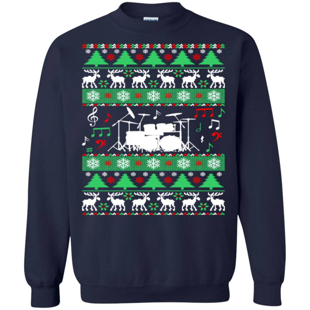 Drums Drummer Ugly Christmas Unisex Crewneck Pullover Sweatshirt