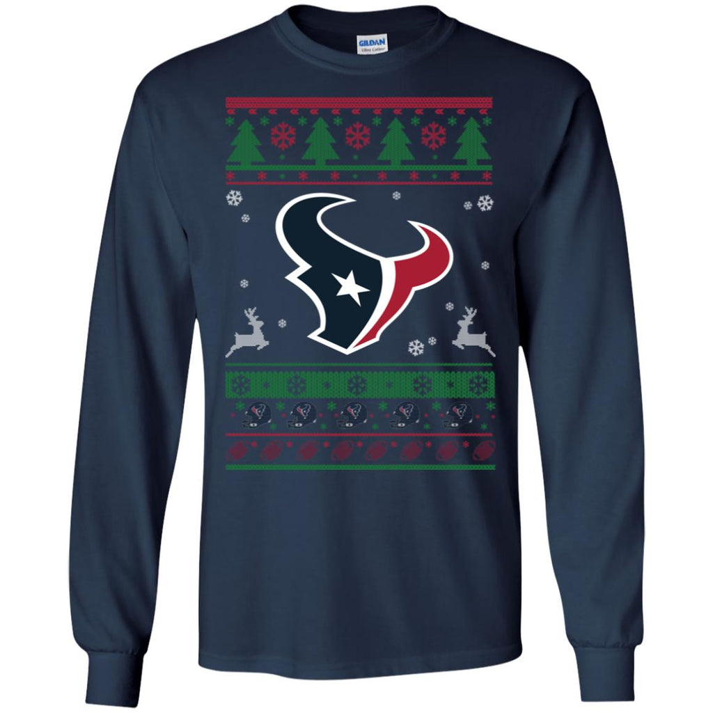 Houston Texans Logo Football Teams Ugly Christmas Sweater Men Long SLeeve Shirt