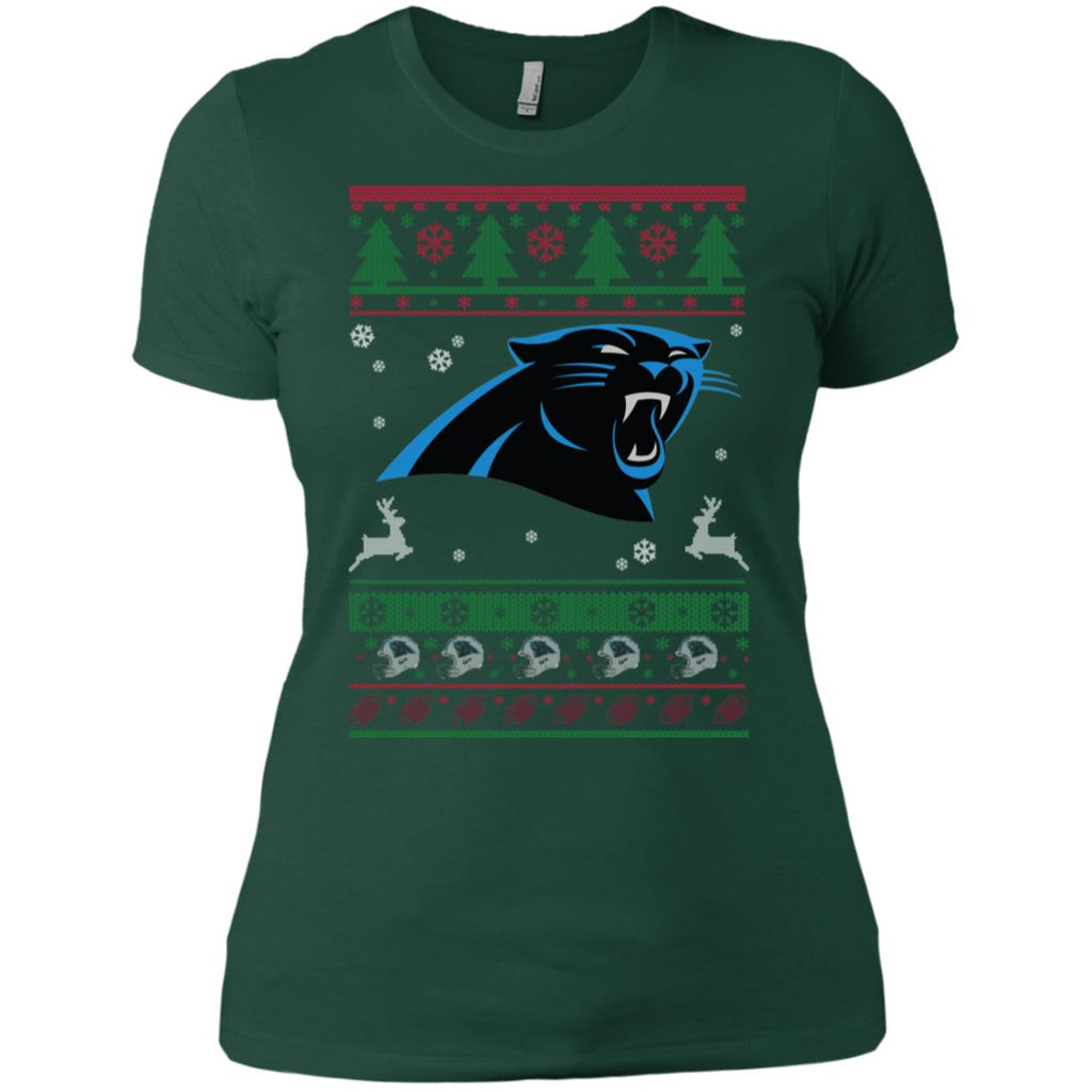 Carolina Panthers Logo Football Teams Ugly Christmas Sweater Women T-Shirt