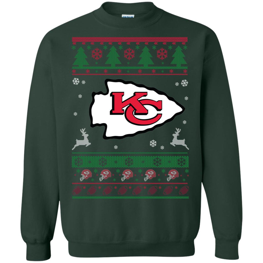 Kansas City Chiefs Logo Football Teams Ugly Christmas Sweater Unisex Crewneck Pullover Sweatshirt