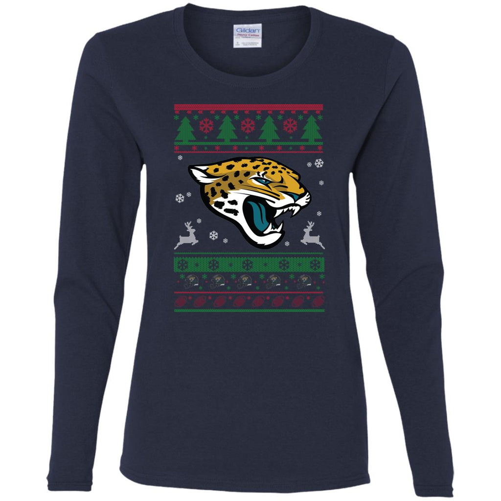 Jacksonville Jaguars Logo Football Teams Ugly Christmas Sweater Women Long Sleeve Shirt