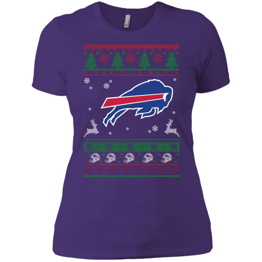 Buffalo Bills Logo Football Teams Ugly Christmas Sweater Women T-Shirt