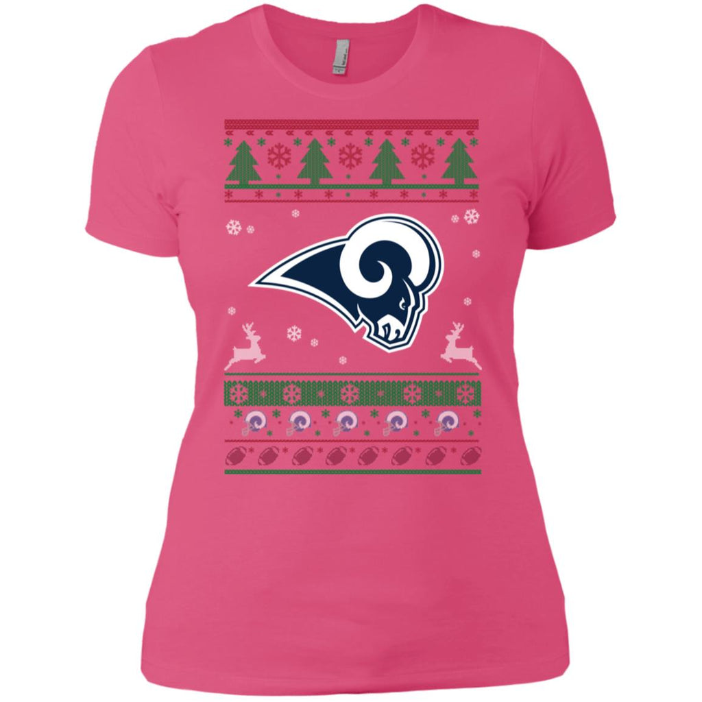 Los Angeles Rams Logo Football Teams Ugly Christmas Sweater Women T-Shirt