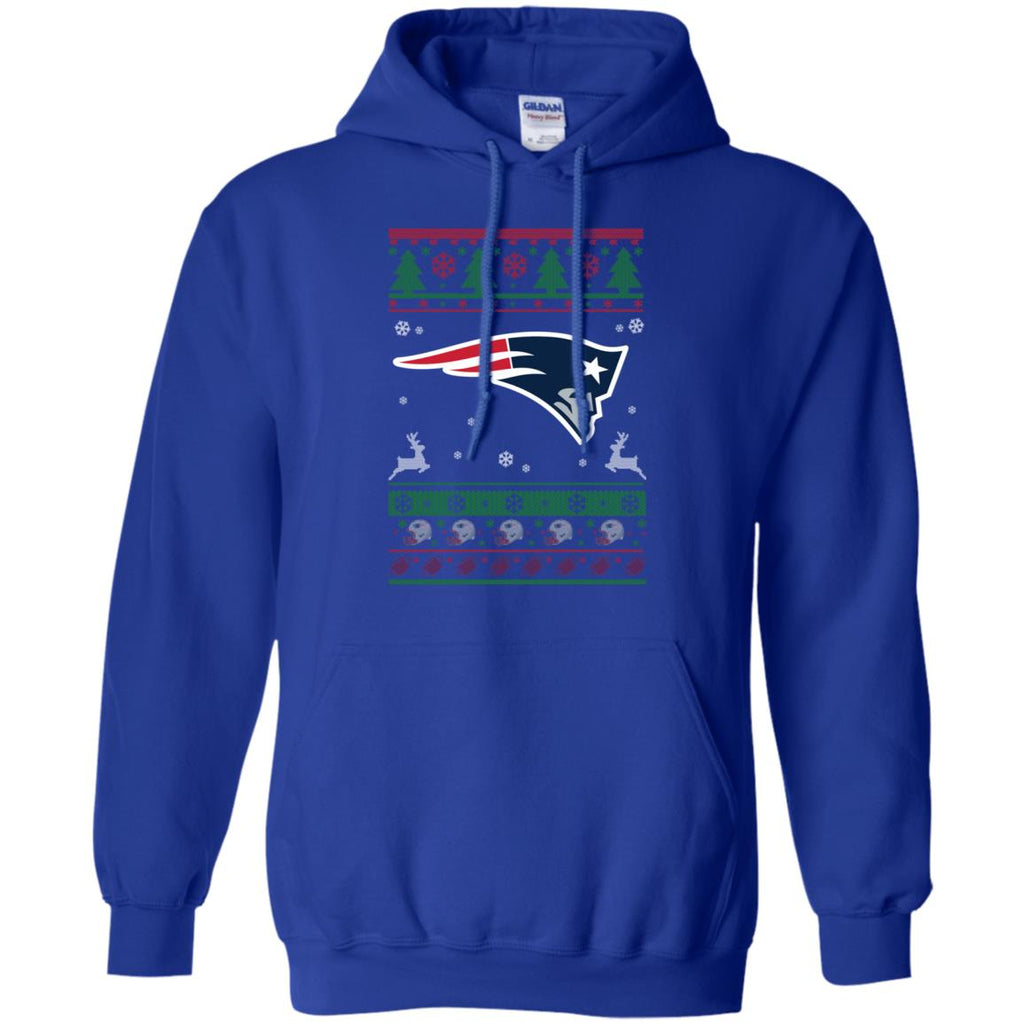 New England Patriots Logo Football Teams Ugly Christmas Sweater Men Pullover Hoodie