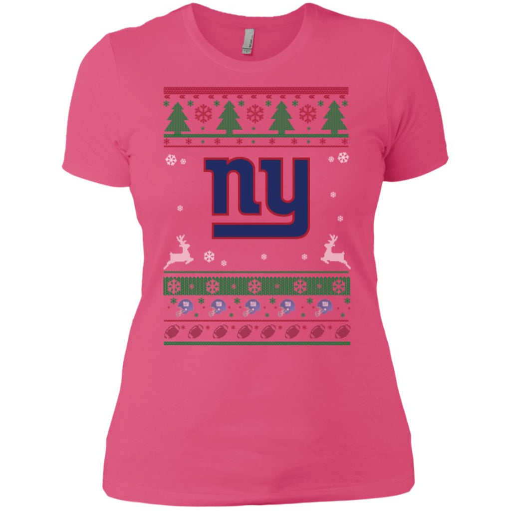 New York Giants Logo Football Teams Ugly Christmas Sweater Women T-Shirt