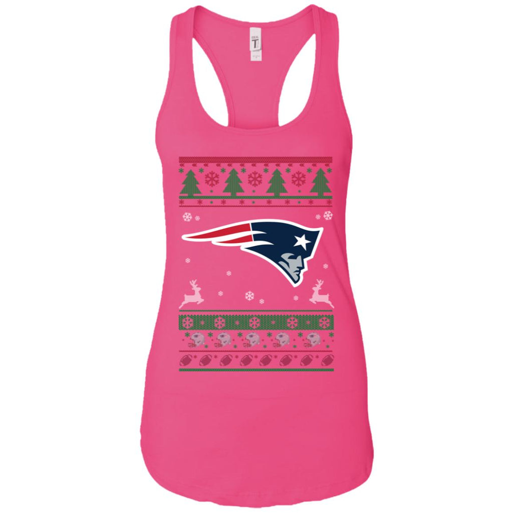 New England Patriots Logo Football Teams Ugly Christmas Sweater Women Tank