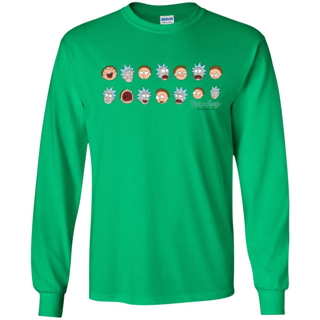 Rick And Morty Expressions Men Long SLeeve Shirt